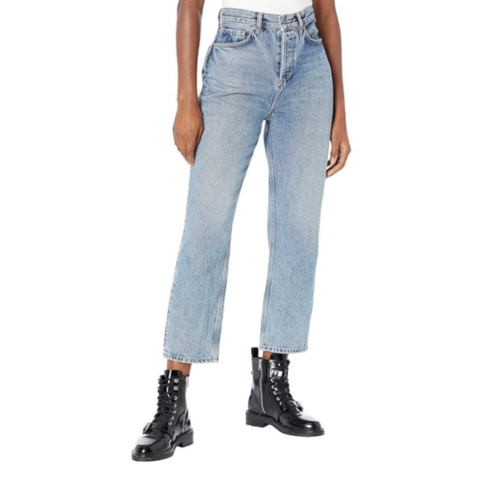 ALL SAINTS Debbie High Rise Straight Leg Cropped Jeans in Indigo Blue Size 28